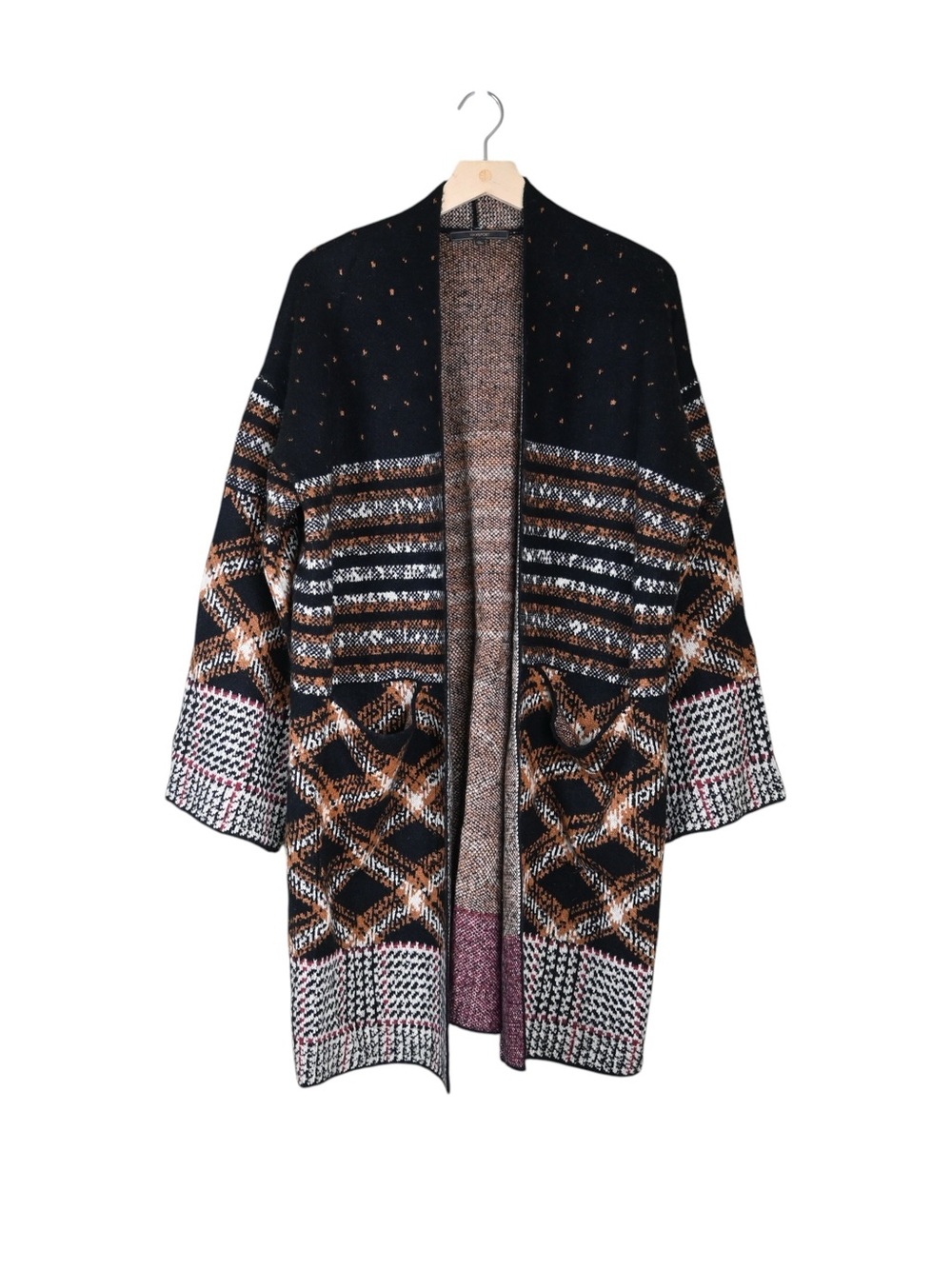 MaxSport Women's M Open Front Patterned Longline Cardigan